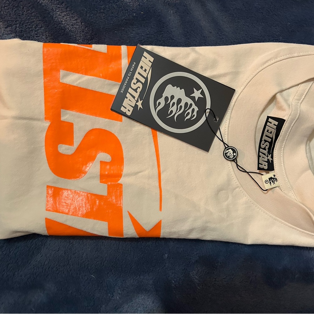 Hedstar Men's Cream and Orange Shirt